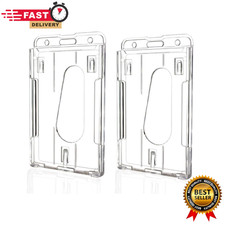 2 Pack Hard Plastic Badge Holders Heavy Duty Clear ID Credit Card Protector