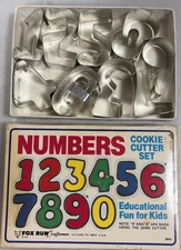 Fox Run Numbers Cookie Cutter Set Original Box 10 Cutters  1984