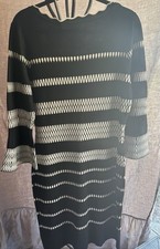 Gabby Style Black/white Sweater Dress Belle Sleeves 42 Long 20 Chest NWT XL