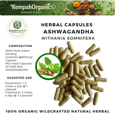 100 CAPSULES Withania Somnifera Aswagandha  NATURAL ORGANIC HERBAL
