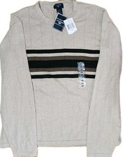    NWT Dockers Khaki Long Sleeve Pullover Mens Dress Shirt Beige Striped
