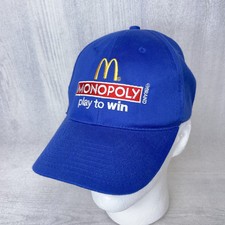 Vintage Mcdonald's Monopoly Hat Cap "Play Two Win" Blue 2012 Hook Loop