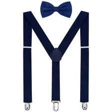 Suspender and Bow Tie Set for Men Adjustable Braces with Y Back, Diverse Colo...