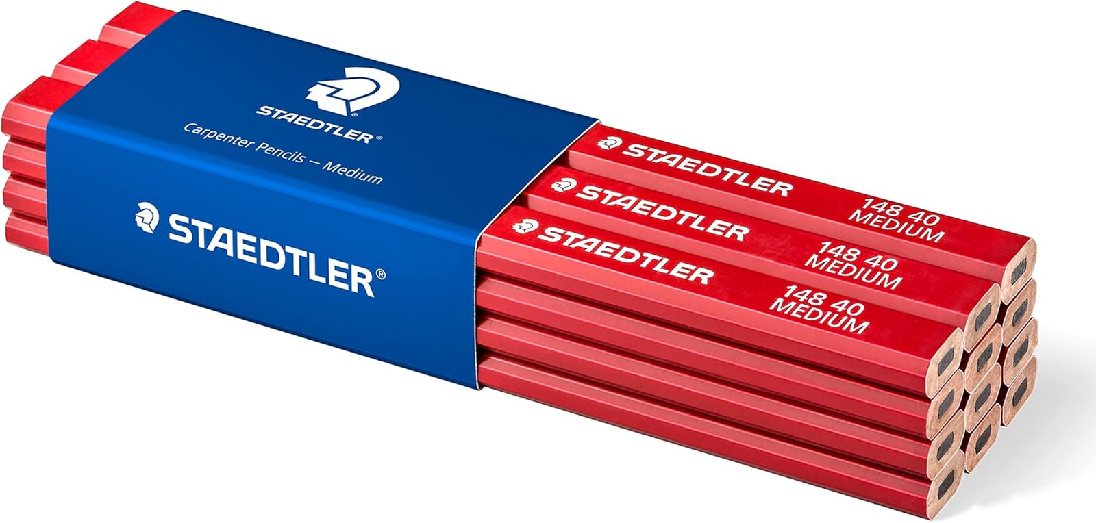 148 40 Medium Carpenters Pencil - 2H, 175 Mm (Pack of 12), Black