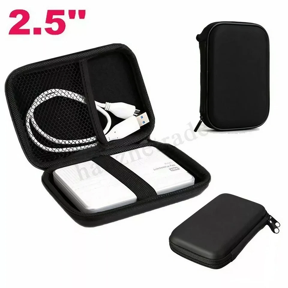 Case Drive Seagate Disk Hard Pouch WD Reißverschlusstasche für schwarze HDD 2,5" Schutz