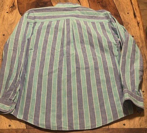 Camisa retro vintage LL Bean hecha en EE. UU. años 80 a rayas limpieza en seco mediana - Imagen 12 de 12