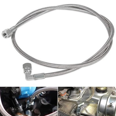 Steel Braided 48'' Long with 90°end Turbo Oil Feed Line For 4AN Style Fittings