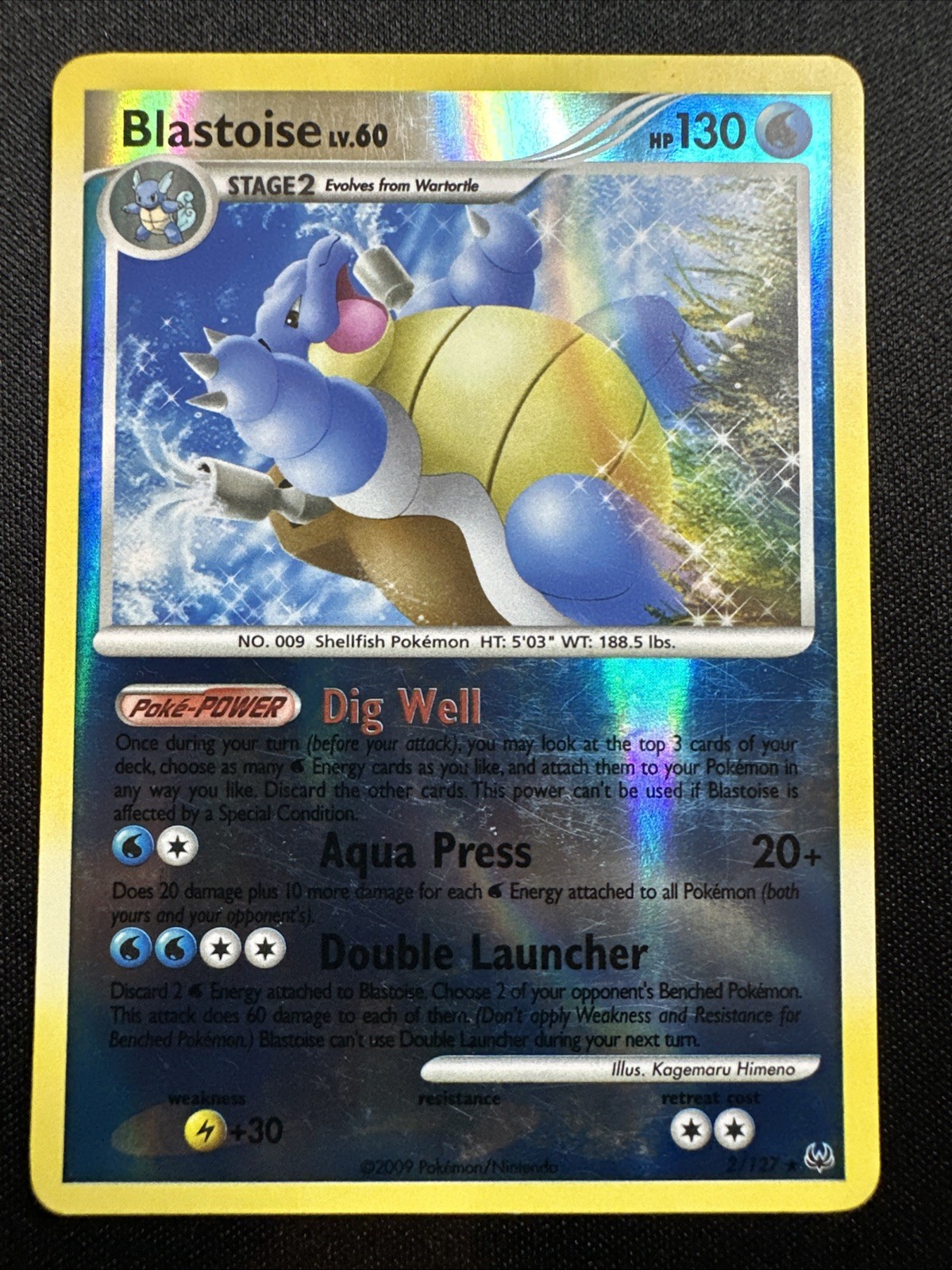 Blastoise 2/127 Platinum Reverse Holo 2009 Pokémon Card LP-NM
