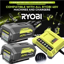 40V 8.0Ah Battery / Charger for Ryobi Lawn Mower OP4015 OP4050A Hedge Trimmer