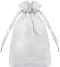 Hongyitime 100PCS Premium Sheer Organza Bags, White Wedding Favor Bags with Draw