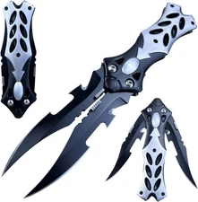 8.5" Cool Double Blade Pocket Knife, Camping Folding Knife