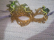 Venetian Lace Masquerade Eye Mask, Adjustable Ribbon Ties, One Size, Black