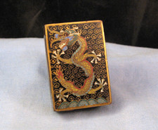 CLOISONNE ENAMEL ANTIQUE CHINESE DRAGON STORAGE MATCH BOX HOLDER VESTA MATCHSAFE