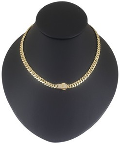 Authentic Women 14K Gold Plated Cz Cuban Choker Chain Necklace 18"