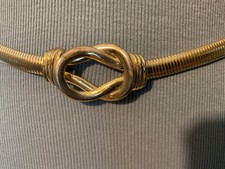 Vtg Gold Tone Skinny Stretch Snake Chain Belt Coil Disco 70s 80s Womens M to L