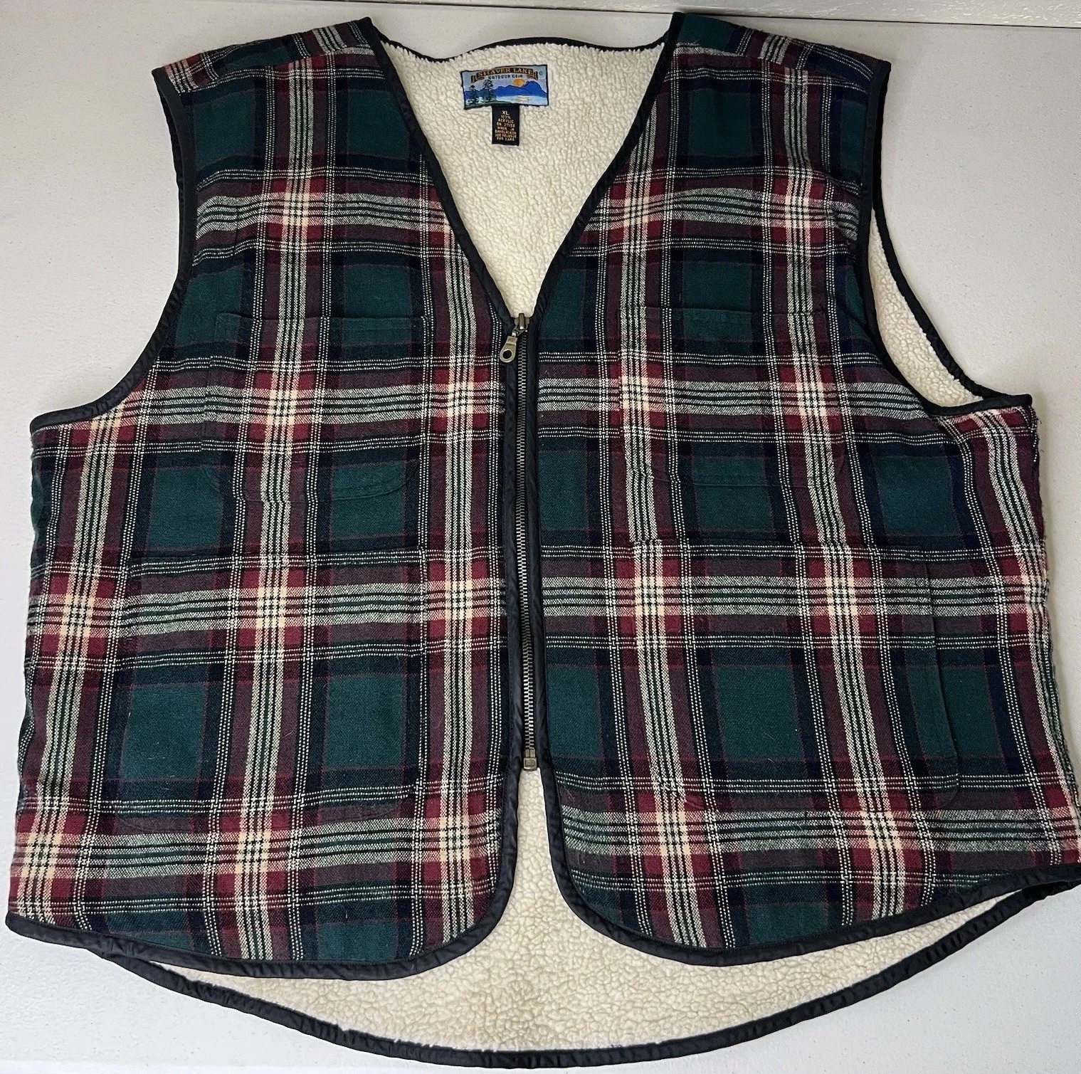 Vtg Shaver Lake Plaid Vest Mens XL Sherpa Lined Pile Gorpcore Hunting Cabin Zip