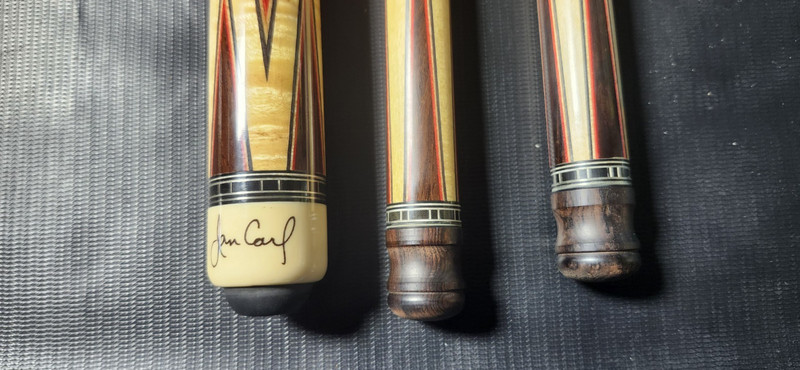 Jan Carl 1/1 Custom Pool Cue with reverse point, 2 Shafts With Points