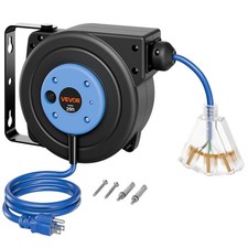 VEVOR Retractable Extension Cord Reel 25FT Heavy Duty 14AWG/3C SJTOW 13A Blue