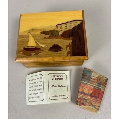 Italian Wood Marquetry Miss Bellevue Jewelry Box Sailboat Meta di Sorrento