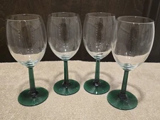 Wine Water Goblet Glass Green Hex Stem w/ Tulip Top LIBBEY 10 oz 7.25” Set 4