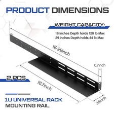 1 Set 1U Rack Mount Rails Universal 4 Post Server Rack Rail Shelf 16-29 Inch ...