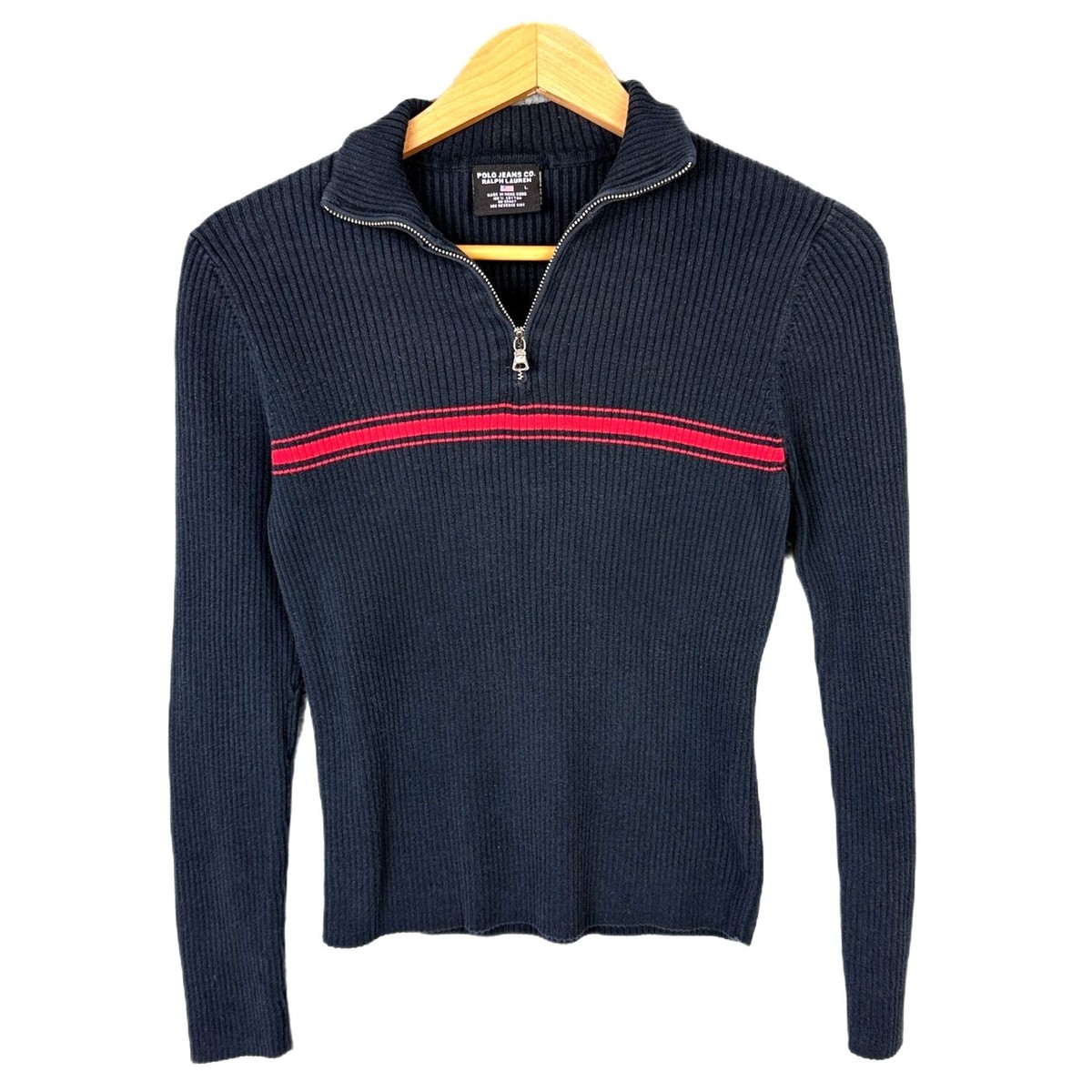 ポトポト 様 Polo Jeans Co Ralph Lauren Quarter-Zip Sweater Womens L Navy Blue