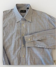 Gitman Bros USA Made Plaid Button Down Shirt 16/35 Purple Blue White EUC