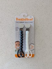 BooginHead Baby PaciGrip Pacifier Holder Clip Black White Silicone 2 pack