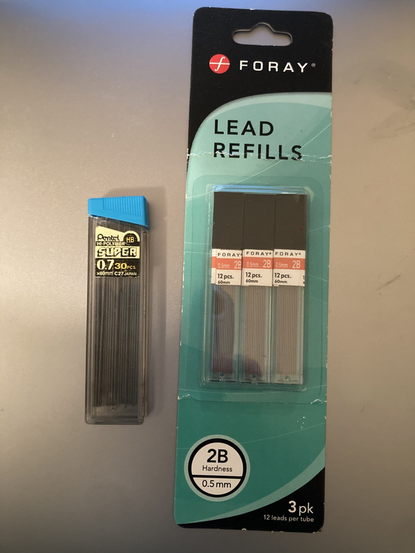 Pentel Super Hi Polymer 0.7mm Lead Refill (50+) / Foray 3 pk .5mm (36)