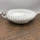 Vintage 1970s Fenton Silver Crest Heart Shaped Ruffled Nappy Bon Bon Candy Dish