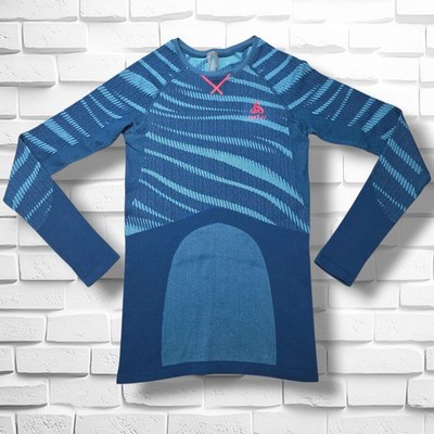 Odlo Blackcomb Long Sleeve Base Layer Crewneck Top Womens Small Blue EUC