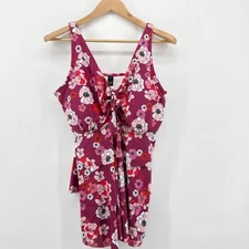 NEW NWT Bloomchic Plus Size Swim Top Floral Tie Front Swimsuit 18-20 One Piece