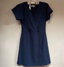 Madewell Women's XS Surplice Mini Dress V-Neck Flutter-Sleeve Texture Blue