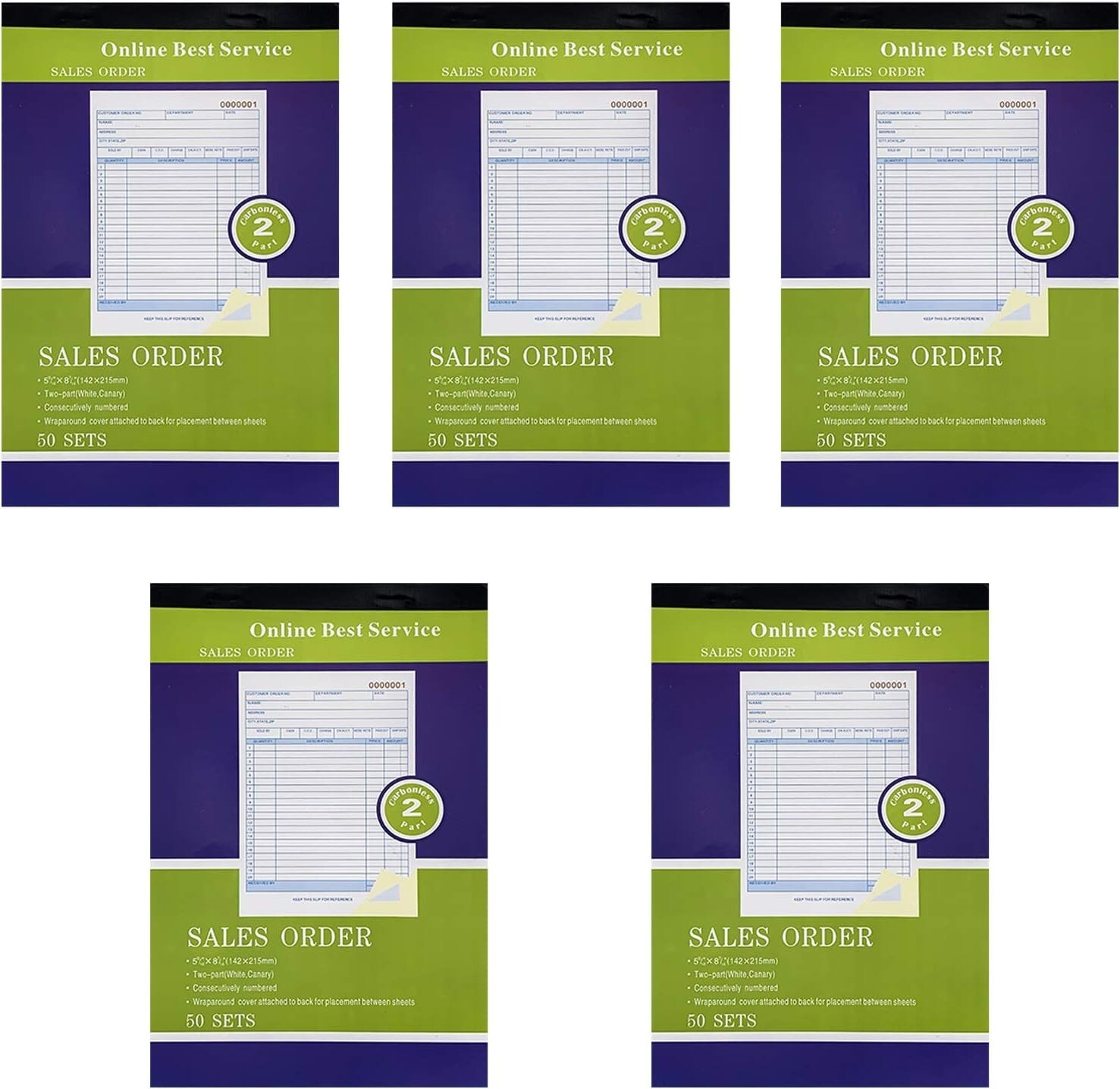 Efficient Sales Order Book Set with Customization Space - 5.5" x 8" Size