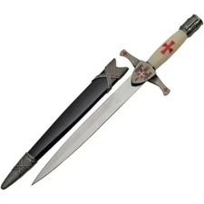 Fixed Blade Knife | 15.5" Overall Red Crusader Dagger Knights Templar 211475