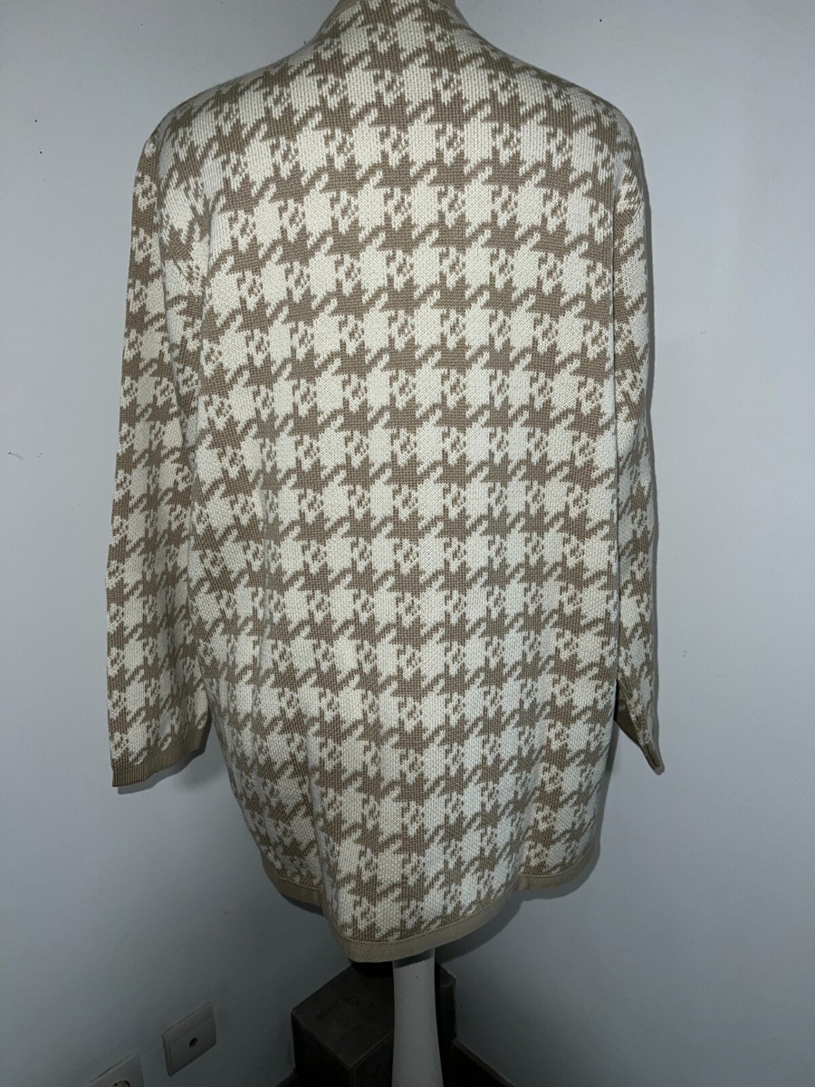 Gilet Femme En Pure Laine Vierge Bernard - Taille 44, Beige, Style Pied-de-poule