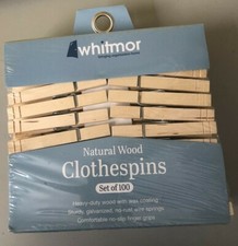 BRAND NEW WHITMOR NATURAL HEAVY-DUTY WOOD CLOTHESPINS PACK OF 100 PCS