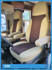 2 Stück Wohnmobil Sitzbezüge Schonbezüge Fahrer und Beifahrer 830 Beige Braun
