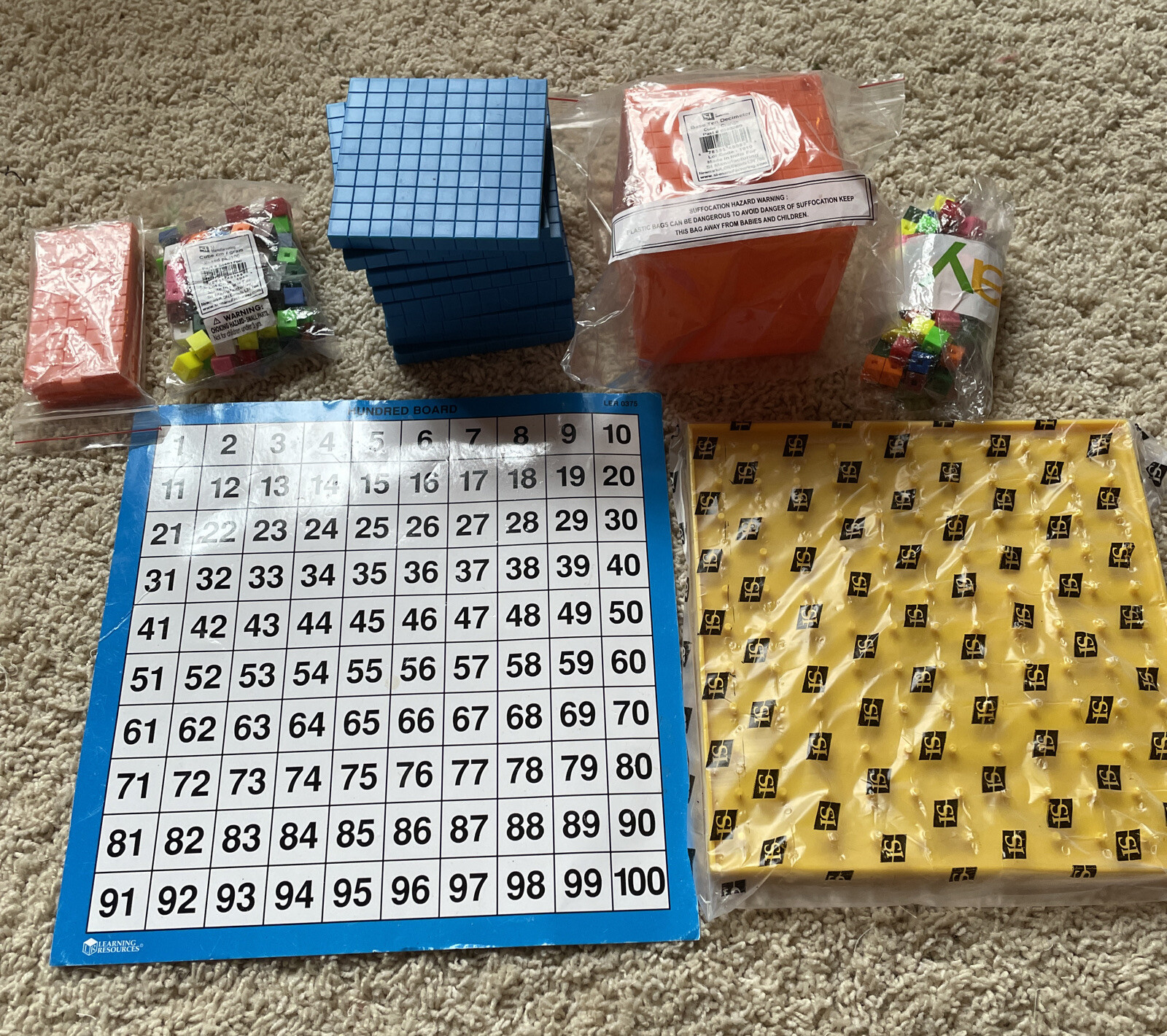 Base 10 Blue Decimeter Cube And Base 10 Flats Lot Homeschool Math | eBay