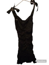 Unbranded Black Lace Mini Dress Tie Straps Size L