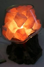 Lamp Of Salt Single Voganto Made Glass Blown Tailored Wood Natural