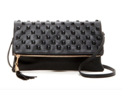 Sondra Roberts L59116 Women Black Enamel Pyramid Crossbody Clutch