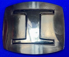Block Letter I , Initial Large Statement Silver Color Metal Belt Buckle
