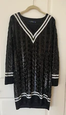 Polo Ralph Lauren Rare Sequined Cricket Black and White Sweater Dress sz 4