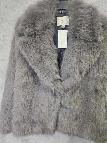 Brand New A New Day Chic Faux Fur Jacket - Hidden Button Super Soft Gray XXL - Picture 4 of 4