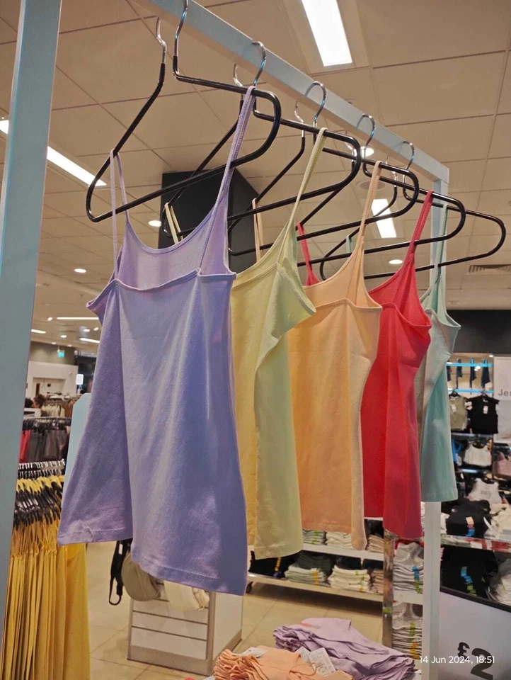 Primark Womens Ladies Girls Stretch Cami Vest Strap Top Black White 2XS TO 2XL - Image 4 of 4