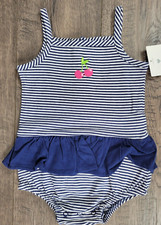 Baby Girl New Vintage Carter's 6 Month Blue Cherries Romper Outfit