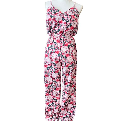 Forever 21 Women's Size Small S Pink Multi Colored Floral Jumpsuit Sleeveless
