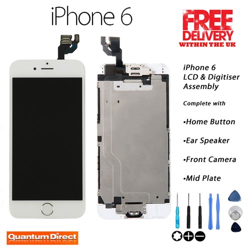 BLANCO iPhone 6 Retina LCD & Digitaliser Pantalla táctil Montaje completo w / Parts - Imagen 1 de 10