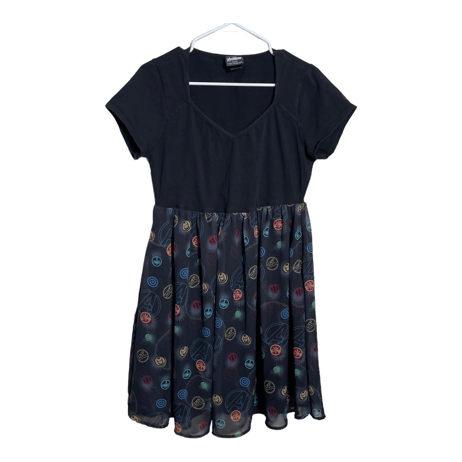 Marvel Avengers Her Universe Dress Women's Size 0 Black Avengers Logos
